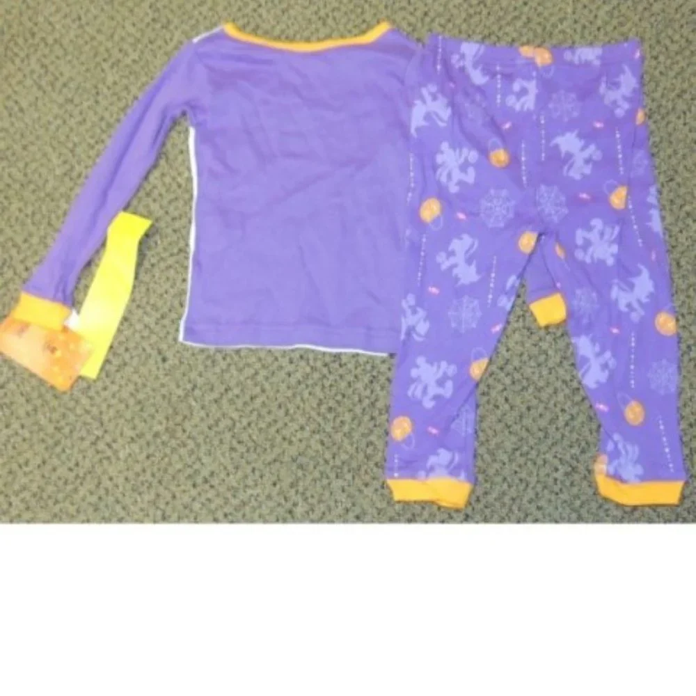 Minnie Mouse Halloween Pajamas 3T Purple White 2 Pc Shirt & Pants Girls Disney